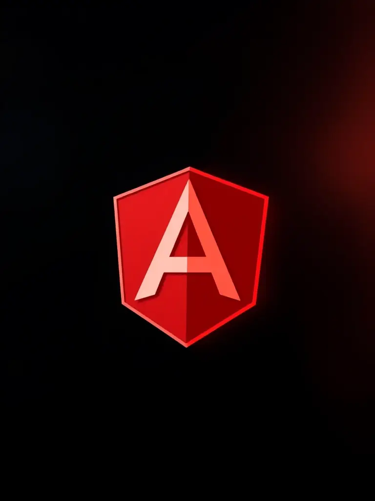 A modern and clean image of the Angular logo, showcasing its role in frontend development and user interface design, within the context of Amaryllis Polska's frontend development services.