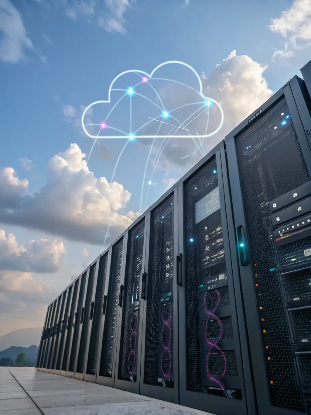 The Microsoft Azure logo with interconnected cloud icons, illustrating Amaryllis Polska's capabilities in cloud computing and Azure services.